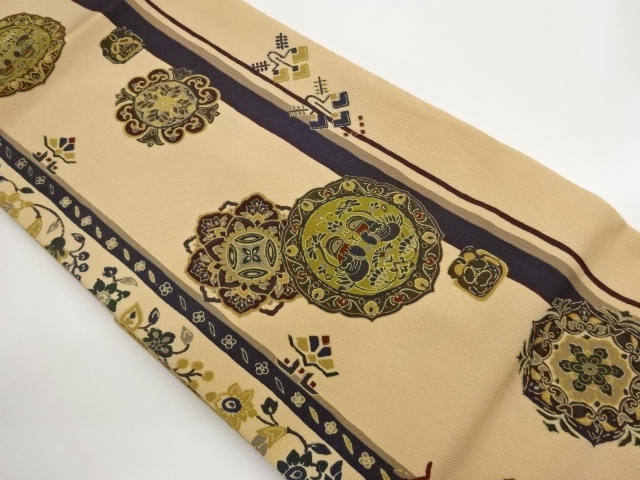JAPANESE KIMONO / NAGOYA OBI / CHIRIMEN KINSAI / MANDARIN DUCK & CREST